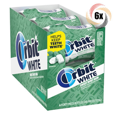 Full Box 6x Bottles Wrigley's Orbit White Sweet Mint Flavor Gum | 40 Pieces Each