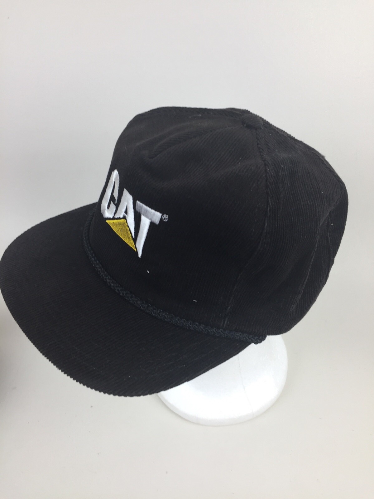 Vintage Caterpillar Cat Corduroy Trucker Hat Cap Bla… Gem