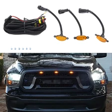 Fit Dodge Ram 1500 2500 3500  Amber Lens LED Front Grille Running Light 3x