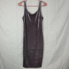 Zara Trafaluc Womens Gray Velour Wide Strap Sleeveless Bodycon Dress Size Medium