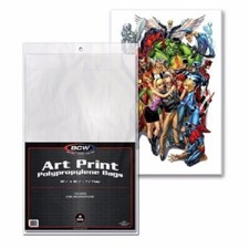 100 BCW 12x18 Art Print Bags  1 " Flap Closure Acid free No PVC  Clear Storage