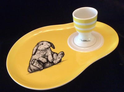 Stanford Hill Pottery Fluffkins Bunny Rabbit Plate Egg Cup Set