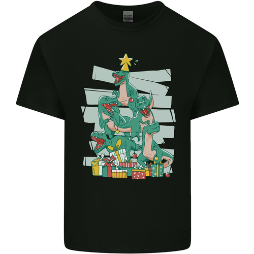 T-shirt Humour Homme T-Rex Sapin De Noël Dinosaure - Marque Gildan, Coton, Coupe Loose Fit