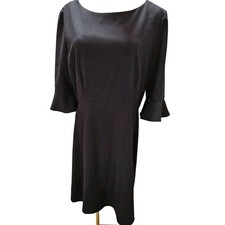 NWT TAHARI BLACK Ruffle 3/4 SLEEVE SHEATH Dress LBD Business Stretch Ladies 12