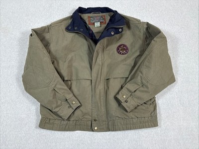 Cheyenne River Men s M Rain Jacket Flannel Lined Tan Alaska Moose Harrington