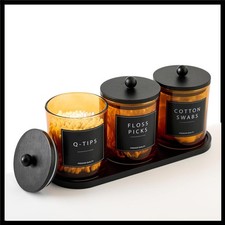 Stylish Glass Apothecary Jars with Lids - Set of 3 for Organizing Essentials