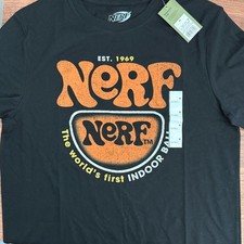 Nerf T Shirt Adult Medium Black Retro Graphic Hasbro 2024 NWT