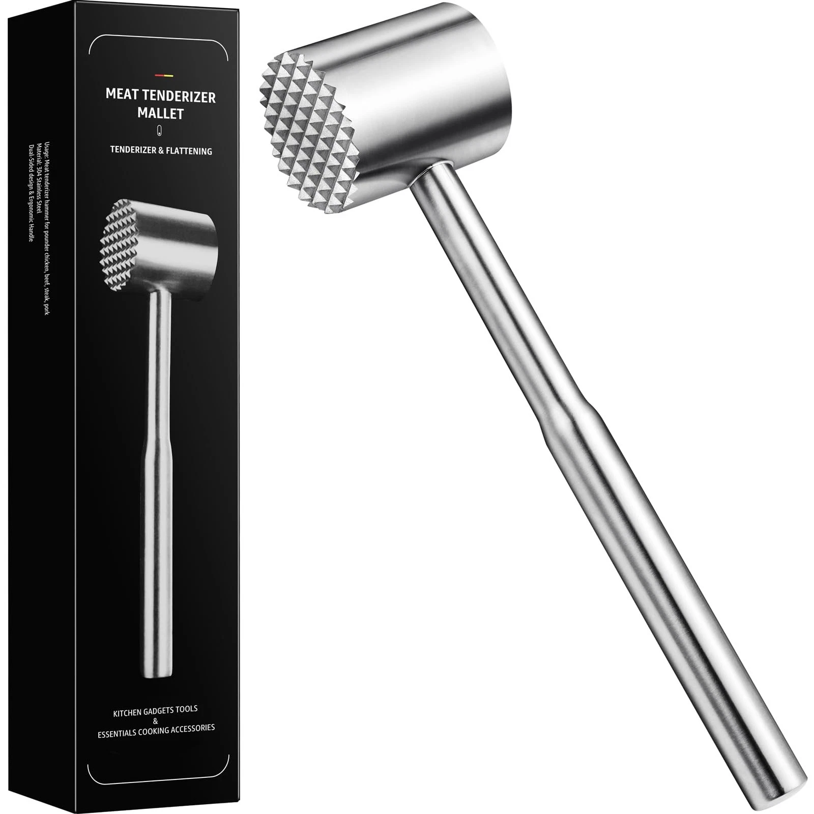 Stainless-Steel Meat Tenderizer Mallet - Meat Tenderizer Tool for Pounder Chi...
