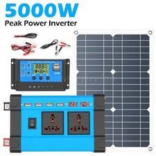 5000W Peak Power Inverter DC 12V to AC 220V 240V Car Converter w/ Solar Panel UK