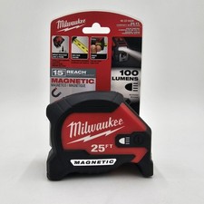 NEW Milwaukee 48-22-0428 | 25ft Magnetic Tape Measure w/ 100 Lumen LED Light