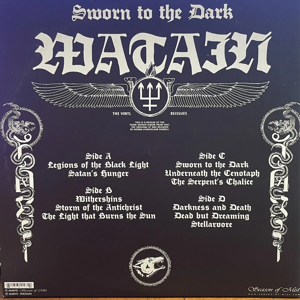 WATAIN - Sworn to the Dark Rare 2LP 2012 Reissue Ltd to 500 EX Condition IMPORT - Image 2 of 4
