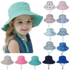 UK Kids Baby Sun Hat Summer Cotton Bucket Hats Boy Girl Toddler Unisex Beach Cap