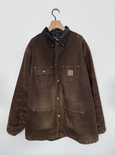 Carhartt Uomo C02 DKB Vintage Coperta Foderata Giacca Chore Marrone Grande Alta USA