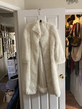 Handmade Vintage Faux Fur Women  s Small Beige Trenchcoat