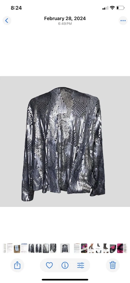 NUEVO CON ETIQUETAS LANE BRYANT 6th & Lane Lentejuelas Noche Abierta Elegante Chaqueta Plateada 20 Foto 4 de 4