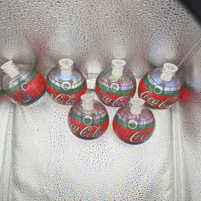 Coca-Cola Stained Glass Light Covers Set of 6 Cavanagh 1997 Red Green Silver