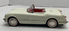 1953 White Corvette Conv. Tin Metal Friction diecast, Good Condition