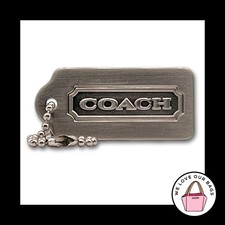 New VINTAGE Y2K COACH Brushed Silver Nickel Metal Fob Bag Charm Keychain HangTag