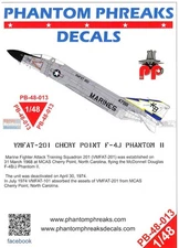PPD48013 1:48 Phantom Phreaks Decals - F-4J Phantom II VMFAT-201 Cherry Point