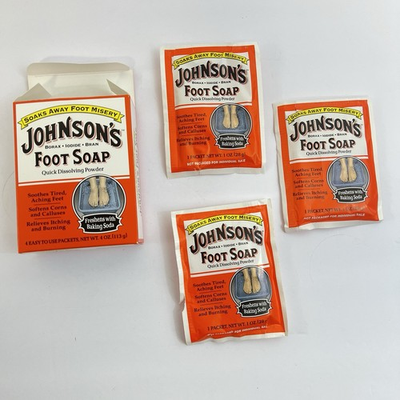 #ad Johnson’s Foot Soap Quick Dissolving Powder 3 Envelopes 3oz Soothes Tired Feet $52.99