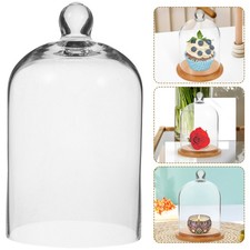 Set of 2 Bell Jar Display Dome Creative Glass Cover Decor with Base