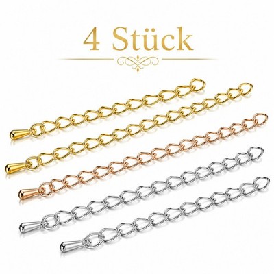 4 Stk Kettenverlängerung Metall 70x7mm Verlängerungsketten in Silber,Gold &Gelb