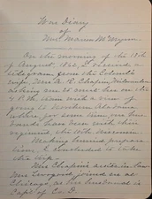 Handwritten War Diary of Mrs. Marion McMynn 1862, 59 pgs Civil War Trip by Train