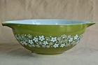 PYREX 444 Mixing BOWL ~ 4 qt ~ Spring Blossom Green / Crazy Daisy ~ Vintage
