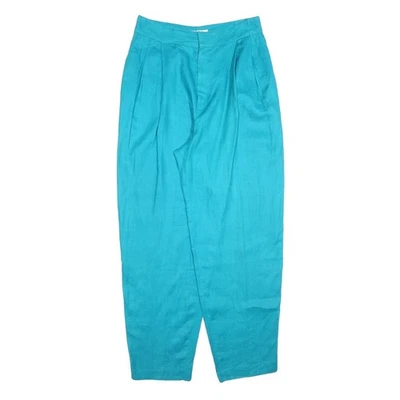 ELLEN TRACY Pantalon en Lin Turquoise Taille 32 Zip Droit Décontracté W32 L30 - Photo 1/4