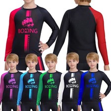 Kids Boys Tops Basketball T-shirt Martial Arts Tees Color Block Exercise Boxer