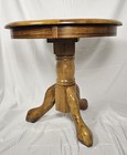 Vintage Round Solid Oak End Table Side Table ~ 23.5" H 24" W EXCELLENT! — photo 6