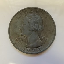 3 inch 1972  PAPERWEIGHT shaped like a QUARTER