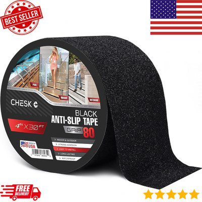 Chesk Anti Slip Grip Tape 4 x 30ft Black Heavy Duty Stair Shower Skateboard