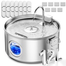 Dog Water Fountain for Large Dogs, 3.2Gal/406oz/12L Stainless Steel Dog Water