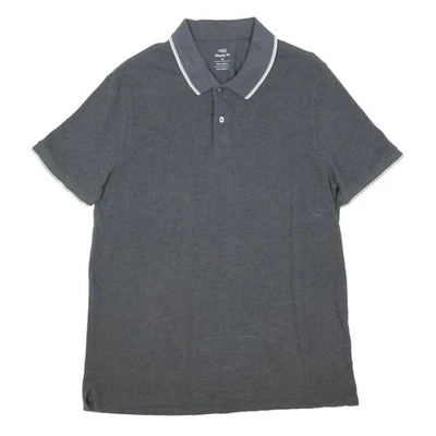 M&S Polo Homme Gris XL Coton Mélangé Manches Courtes Classique Décontracté - Photo 1/4