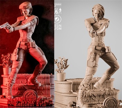 Jill Valentine 3D Printing Figure Unpainted Model Sculpture Blank Kit Statue New