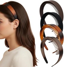 4PCS Fashion Headbands Plastic Hair Head Band Comb with Teeth, Headband with ...