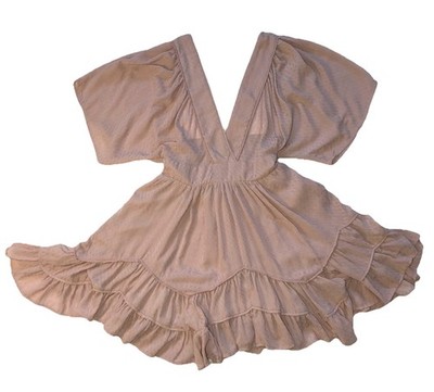STORIA Ruffle Layered LARGE Mini Dress| Dust Rose| Plunging Neckline | Coquette