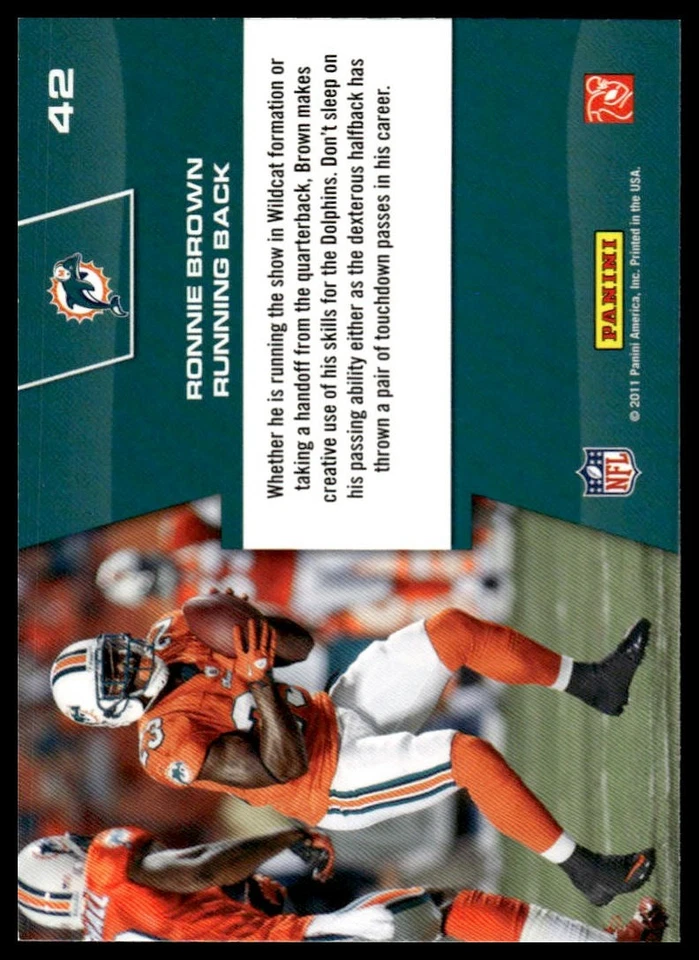 2011 Panini Prestige #42 Ronnie Brown Prestigious Pros Red [GOATCARDS] - Image 2 of 2