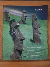 Sony Easter Island 1993 Vintage Print Ad Advertisement: Listen to your head