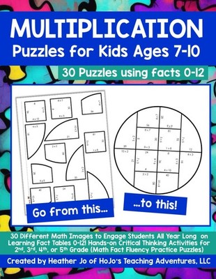 Multiplication Puzzles for Kids Ages 7-10: 30 Different Math Images to Engage St