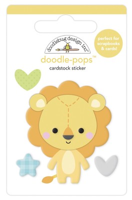 6 Pack Doodlebug Doodle-Pops 3D Stickers-Lovable Lion, Special Delivery DP6777