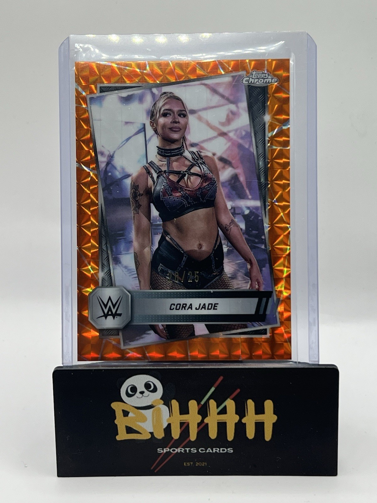 2025 Topps Chrome WWE Cora Jade Orange Geometric Refractor /25 #136 NXT