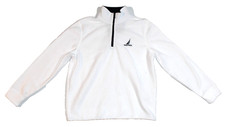 Nautica Long Sleeve Pullover Quarter Zip Fleece White Sweatshirt Men's Medium