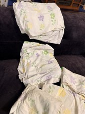 Pottery Barn Kids "Yellow/Green/purple Flowers" Twin Flat Fitted 3 Pillow Ca