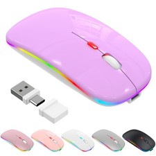 LED Bluetooth Wireless Mouse for MacBook Air Mac Pro Laptop iPad  Purple