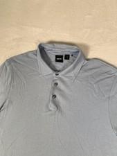 Hugo Boss Polo Shirt Mens Large Light Blue Cotton Lyocell Blend S/S Stretch