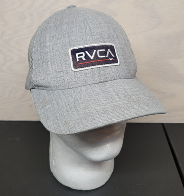 RVCA Hat Cap Snap Back Adult One Size Gray Embroidered Trucker Wool Acrylic 