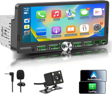 Single Din Touchscreen Radio with Wireless Apple Carplay  Android Auto, 6.9" IP