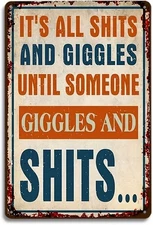 Vintage Bathroom Tin Metal Signs – 12x8 Inch Wall Decor for Man Cave, Home Bar